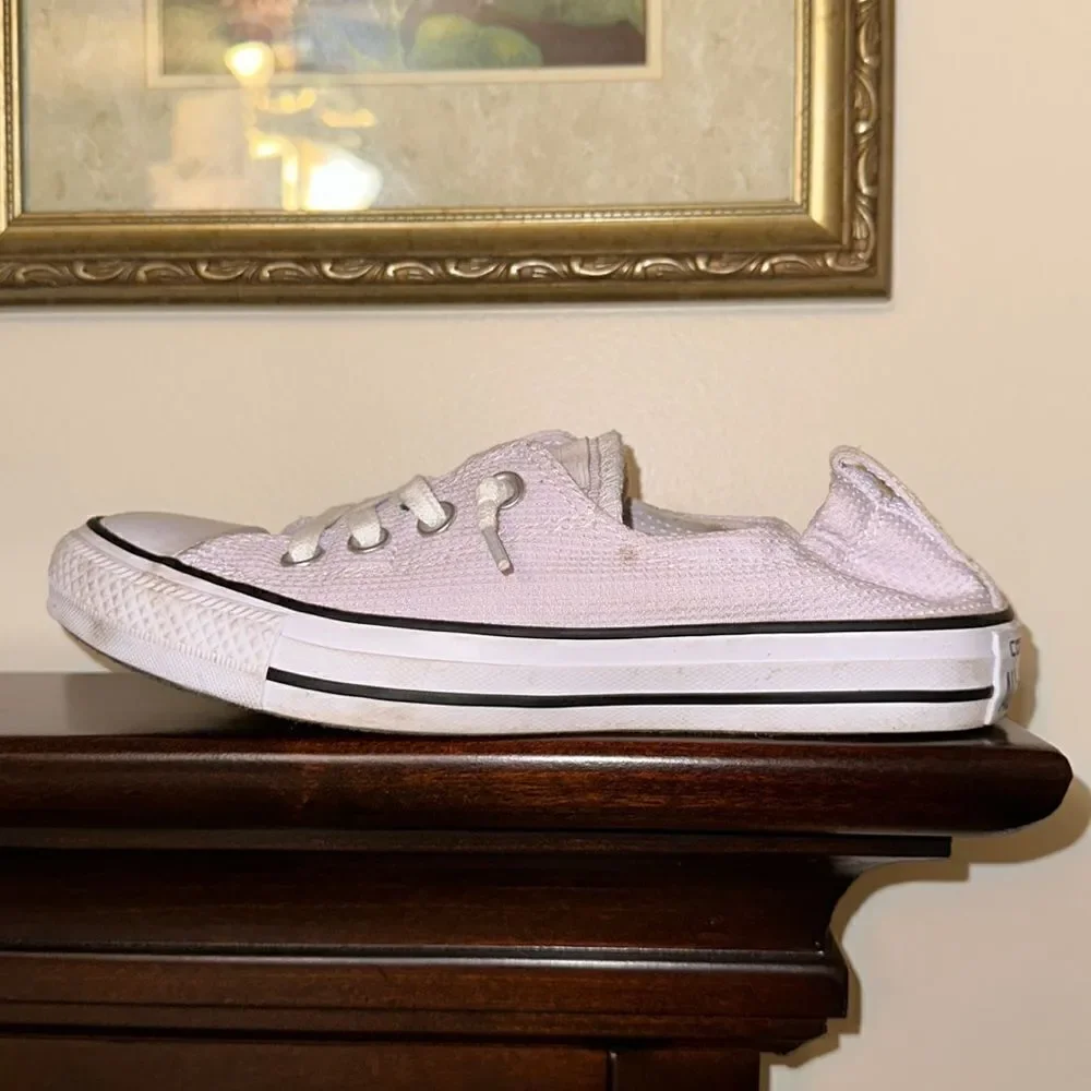 Converse 7 Women’s White Textured Canvas Slip On Lace up Skateboard Shoes Sneaks